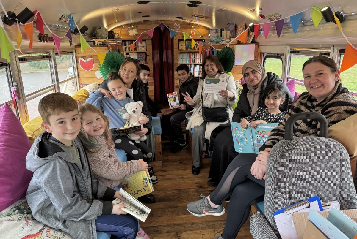 Families share their stories on the Bradford Bus during the summer holidays