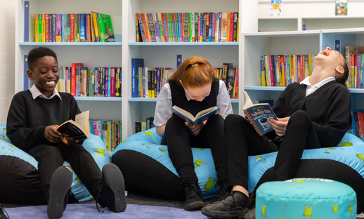 Children reading in the library