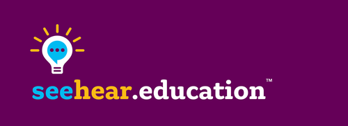 seeheareducation logo - horizontal on purple