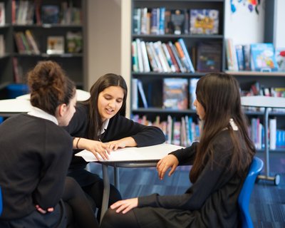 Secondary girls in library