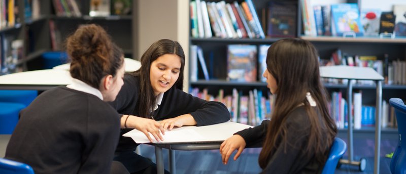 Secondary girls in library