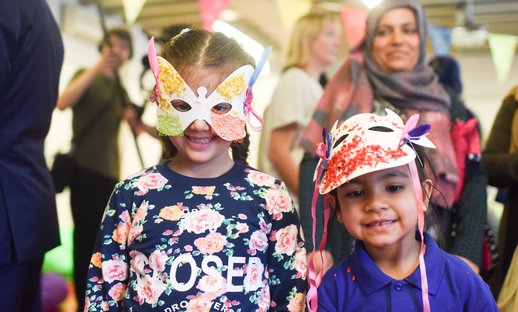 Children in homemade masks
