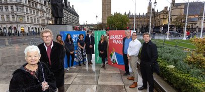 Libraries for Primaries launch in London November 2023 Giant books