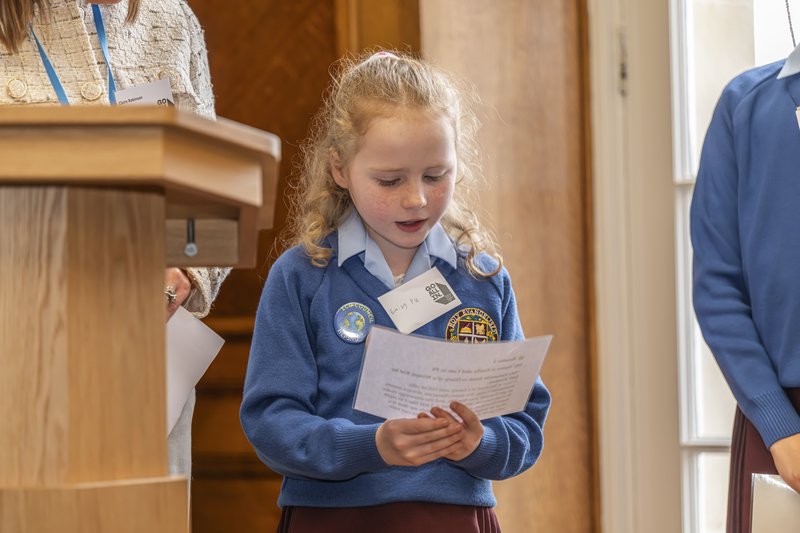 Primary school pupil addresses attendees at National Year of Reading in Northern Ireland launch