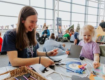 A National Literacy Trust adult and child do activity together in Liverpool hub