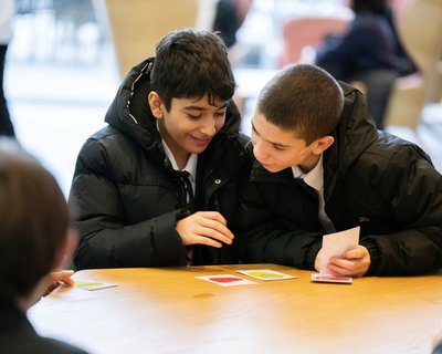 School students working together