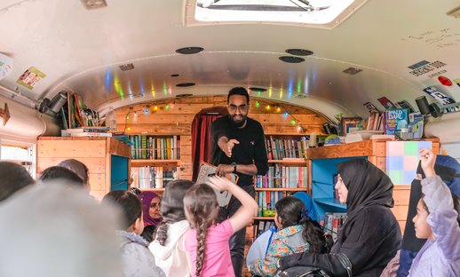 Bradford Stories Bus event with Imran