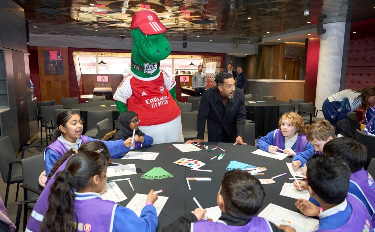 Theo Walcott at schools workshop for the launch of the National Year of Reading