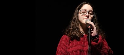 Young person post16 female singing speaking National Literacy Trust